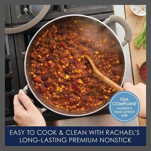 Rachael Ray -  2PC Aluminum Glass Dutch Oven Casserol Gray - Picture 3 of 6